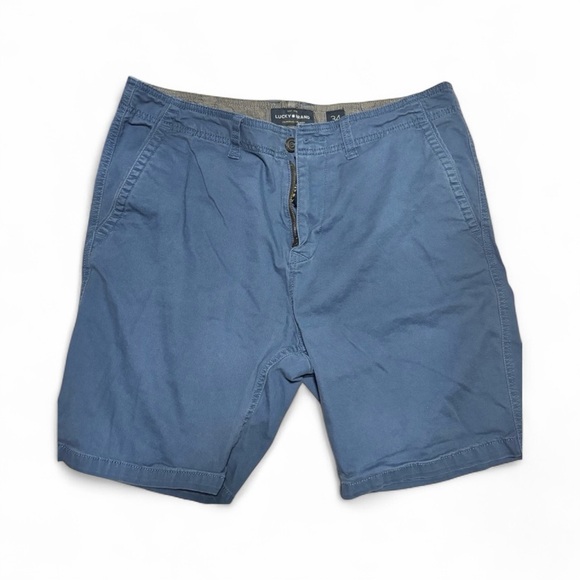 Mens Lucky Brand Men’s Flat Front Chino Shorts Size 34 Blue - Picture 1 of 5